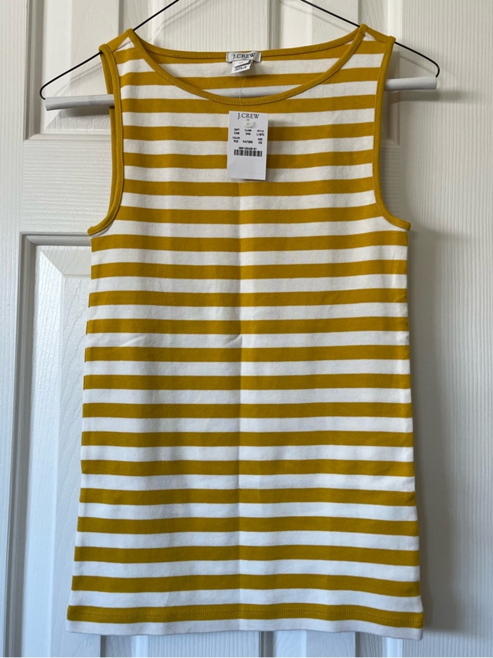 J. Crew mustard yellow striped tank, XS, NWT